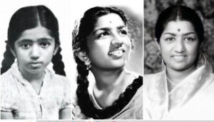 Black and white collage showing a woman at three different stages of life – childhood, young adulthood, and middle age.