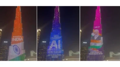 बुर्ज खलीफा (Burj Khalifa) पर चमका इंडिया AI समिट 2026